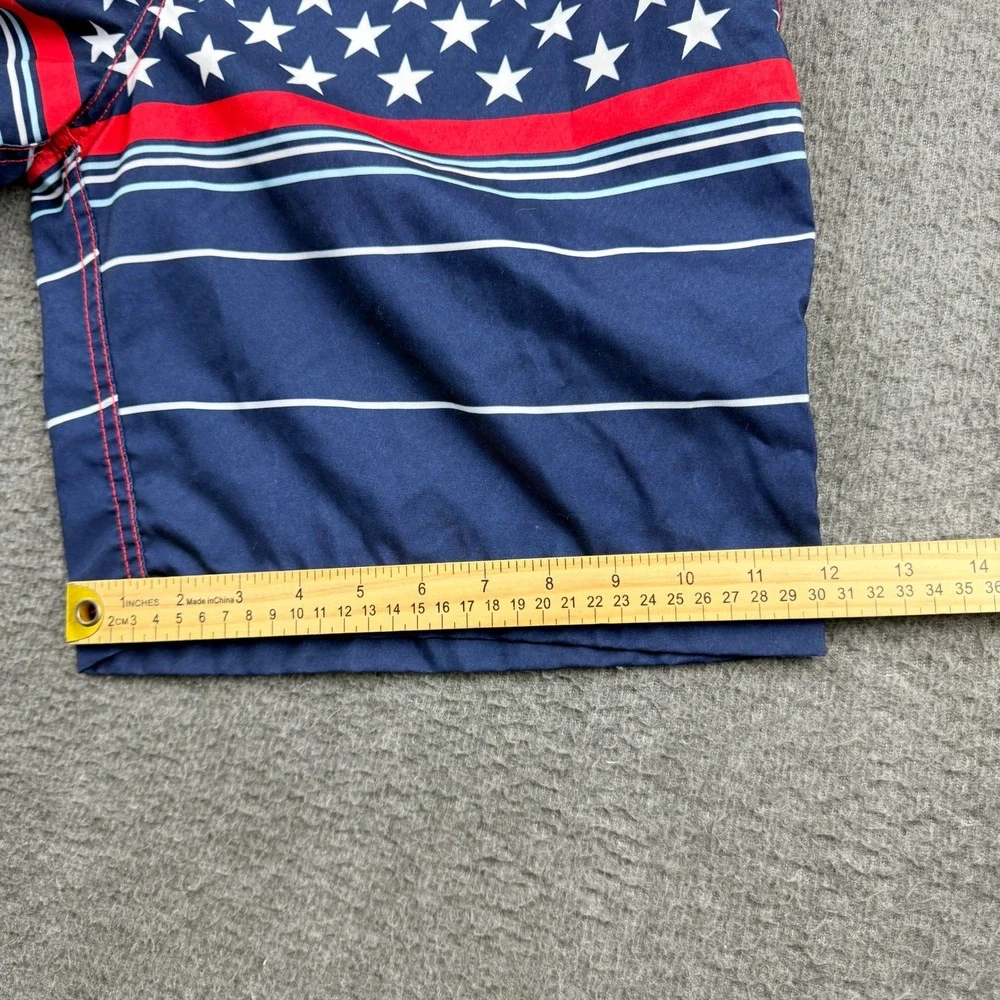 Goodfellow & Co Swim Trunks Men's‎ L Red Blue Stars Stripes American Flag Shorts